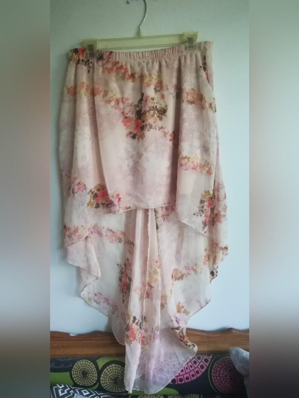 Sheer Floral High-Low Skirt - Blush Pink Floral